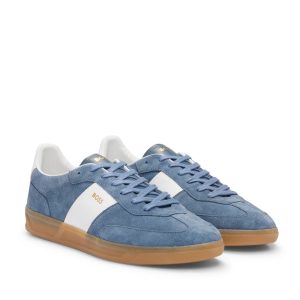 Hugo Boss sneakers stringate in pelle scamosciata blu