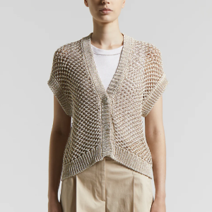 Peserico Maglia tricot in soffice cotone – Capuccino