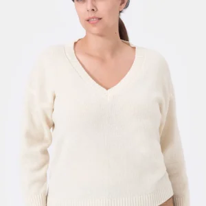 Shelly Maglia Scollo a V in Lana Bianco