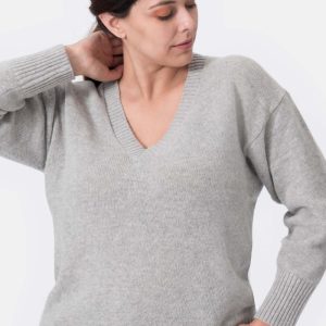 Shelly Maglia Scollo a V in Lana Grigio