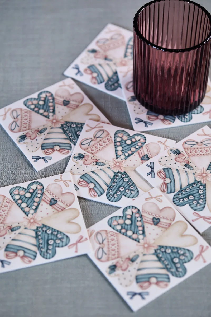 Set 6 Sottobicchieri Decorativi - Collezione Cute Hearts