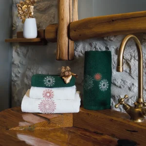 Set Spugne Ricamate 1+1 Ospite + Viso Fiocchi di Neve - Maison Sucrรฉe