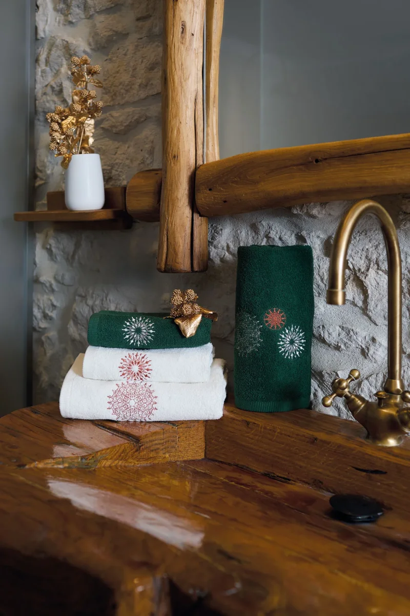 Set Spugne Ricamate 1+1 Ospite + Viso Fiocchi di Neve - Maison Sucrée