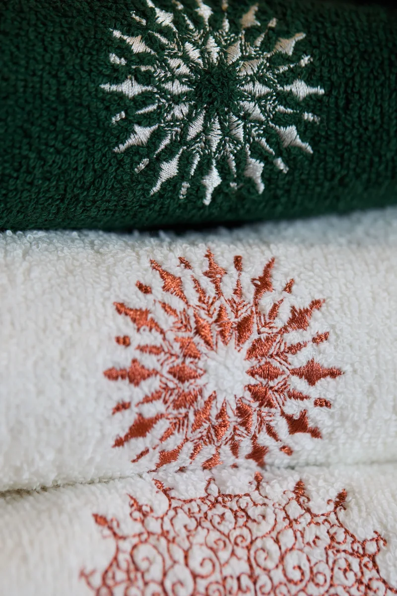 Set Spugne Ricamate 1+1 Ospite + Viso Fiocchi di Neve - Maison Sucrée - immagine 5