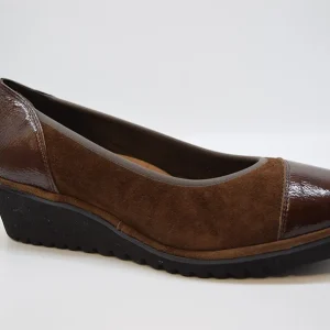 Ziviani Decollete’ Con Zeppa E Decorazione 15 ZEPPA Camoscio Caffe