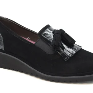 Ziviani Scarpa Slip On Frangia E Fiocco 1931 Camoscio Nero/vernice Nero