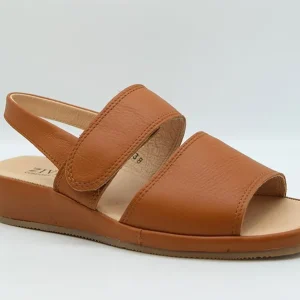 Ziviani Sandalo  Due  Fasce  E Velcro 3023 Vitello Cuoio