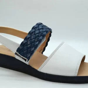 Ziviani Sandalo Treccia Fine 3081 Treccia Blu/vitello Bianco