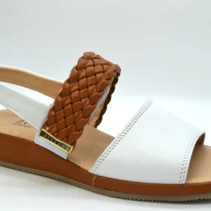 Ziviani Sandalo Treccia Fine 3081 Treccia Cuoio/vitello Bianco