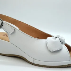 Ziviani Sandalo Scollato Con Zeppa Topolino 5004 Vitello Bianco