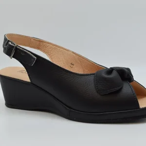 Ziviani Sandalo Scollato Con Zeppa Topolino 5004 Vitello Nero