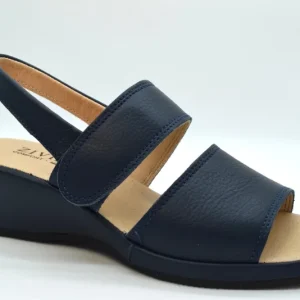 Ziviani Sandalo Due Fasce E Velcro Con Zeppa 5023 Vitello Blu