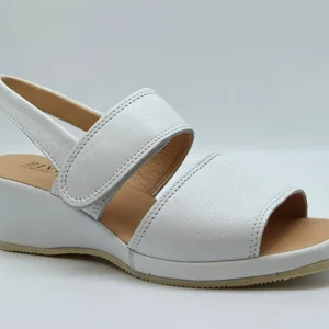 Ziviani Sandalo  Due  Fasce  E Velcro Con Zeppa 5023 Vitello Bianco