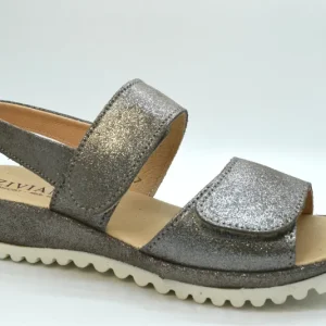 Ziviani Sandalo Due Fasce Con Velcro CA255 Lux Piombo