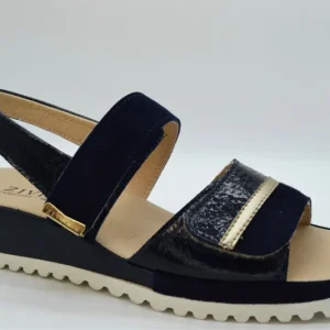 Ziviani Sandalo Bicolore Due  Fasce A  Velcro CA3078 Blu Notte/vernice