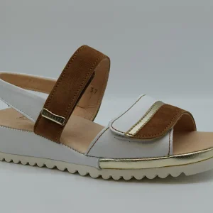 Ziviani Sandalo Bicolore Due  Fasce A  Velcro CA3078 Bianco/camoscio Cuoio