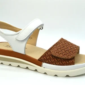 Ziviani Sandalo Due Fasce Con Velcro CORFU 134 Twist Cuoio/bianco