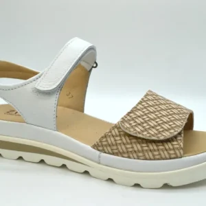 Ziviani Sandalo Due Fasce Con Velcro CORFU 134 Twist Beige/bianco