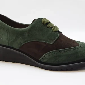 Ziviani Scarpa Stringata Con Pellame Combinato 1948 ZEPPA Camoscio Muschio/moro/muschio