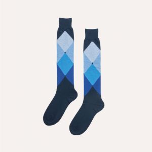Ballantyne Calzino in cotone motivo rombo toni blu