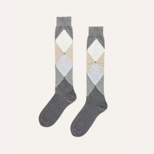 Ballantyne Calzino in cotone motivo rombo toni grigio