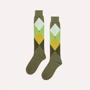 Ballantyne Calzino in cotone motivo rombo toni verde