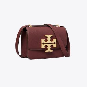 Tory Burch Borsa piccola Eleanor in pelle martellata bordeaux
