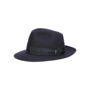 CAPPELLO “Federico Anello –  Borsalino” IN FELTRO RASATO BLU TESA MEDIA