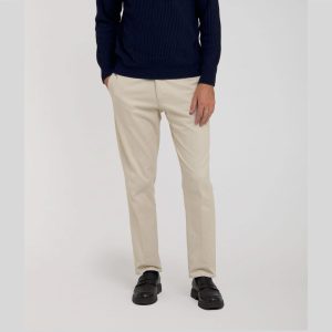 Cruna Pantaloni chino regular fit in tessuto Panama di puro cotone sabbia