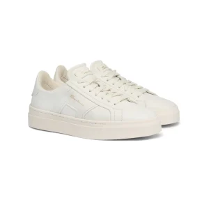Santoni Double Buckle sneakers in pelle bianca
