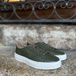 Santoni Double Buckle Sneaker da uomo in pelle bottalata verde