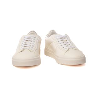 Santoni Double Buckle sneakers in pelle liscia bianca