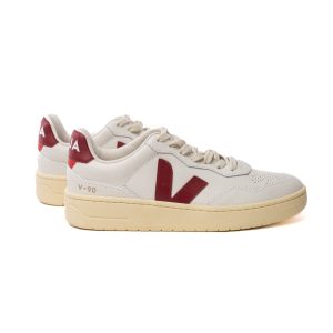 Veja V-90 leather white marsala