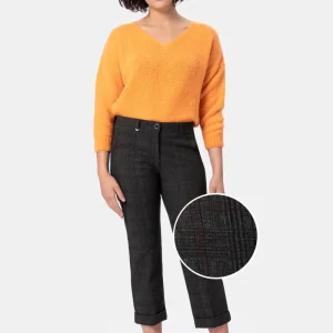 Greet Pms57 Pantalone in maglia principe di galles grigio