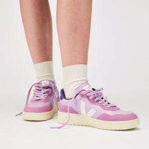 Veja V-90 leather orchid white
